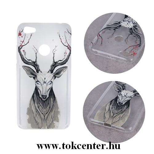 Huawei P30 szarvas mintás átlátszó szilikon tok