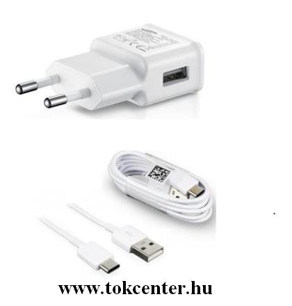 Samsung EP-TA200EWE fehér gyári 2A hálózati gyors töltőfej + DG970BWE gyári Type-C adatkábel
