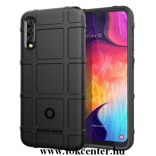 Xiaomi Redmi 7 (Redmi Y3) Telefonvédő gumi / szilikon (közepesen ütésálló, négyzet minta) FEKETE