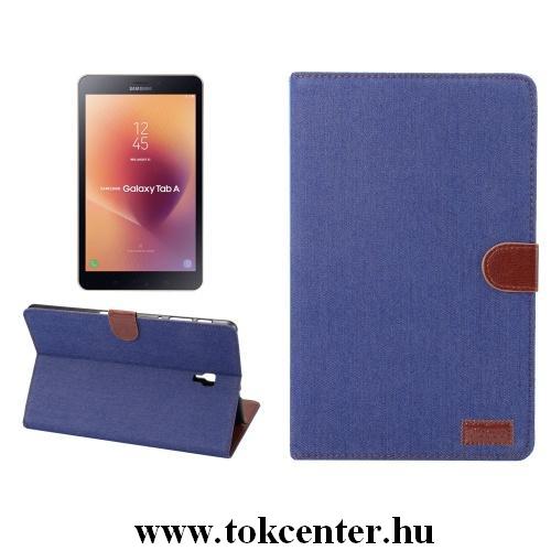 Samsung Galaxy Tab A 10.1 LTE (2019) SM-T515 /Samsung Galaxy Tab A 10.1 WIFI (2019) SM-T510 Tok álló, bőr (FLIP, oldalra nyíló, asztali tartó funkció, textil hatás) SÖTÉTKÉK