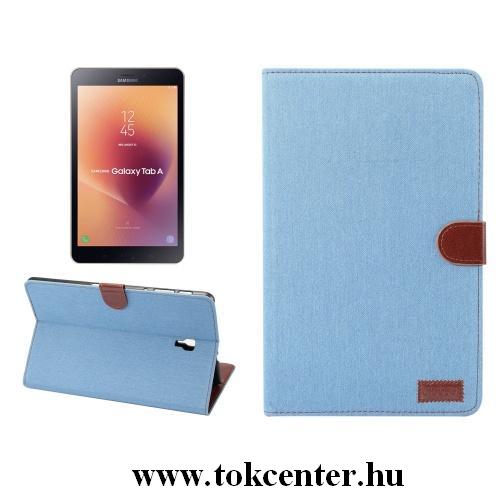 Samsung Galaxy Tab A 10.1 LTE (2019) SM-T515 /Samsung Galaxy Tab A 10.1 WIFI (2019) SM-T510 Tok álló, bőr (FLIP, oldalra nyíló, asztali tartó funkció, textil hatás) VILÁGOSKÉK
