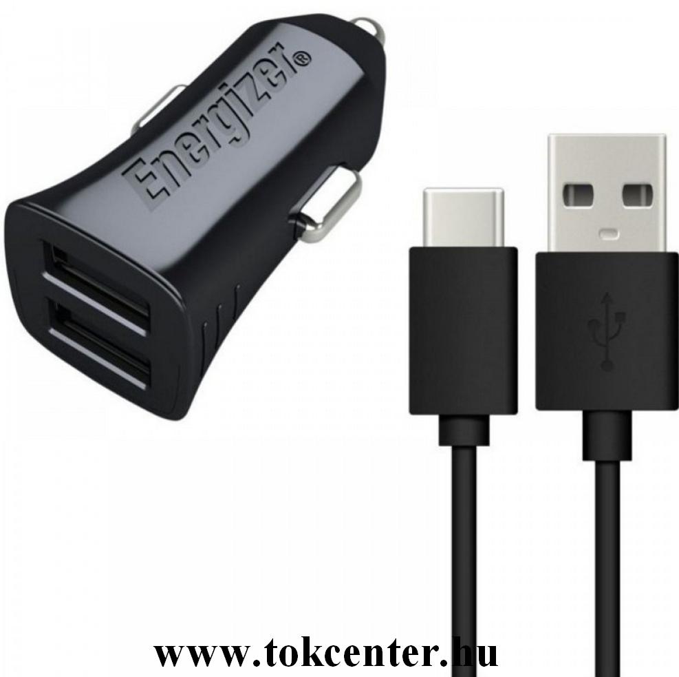 ENERGIZER SZIVARGYÚJTÓTÖLTŐ,3.4A 2USB,TYPE-C KÁBEL