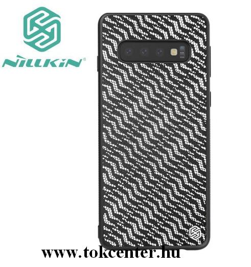 Huawei P30 NILLKIN GRADIENT CASE műanyag telefonvédő (szilikon keret, fényvisszaverő bőr hátlap) FEKETE / EZÜST