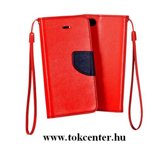 FANCY Huawei P20 Lite piros-sötétkék szilikon keretes könyvtok