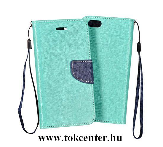 FANCY Alcatel Pop 4 (5'') 5051X menta-sötétkék szilikon keretes könyvtok