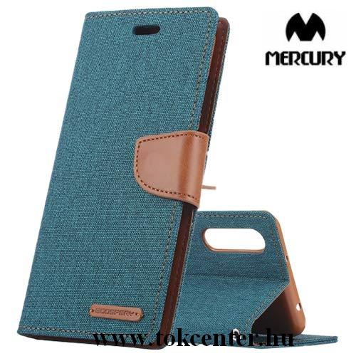 Samsung Galaxy A40 (SM-A405F) MERCURY Canvas Diary tok álló (FLIP, oldalra nyíló, asztali tartó funkció, textil hatás) ZÖLD