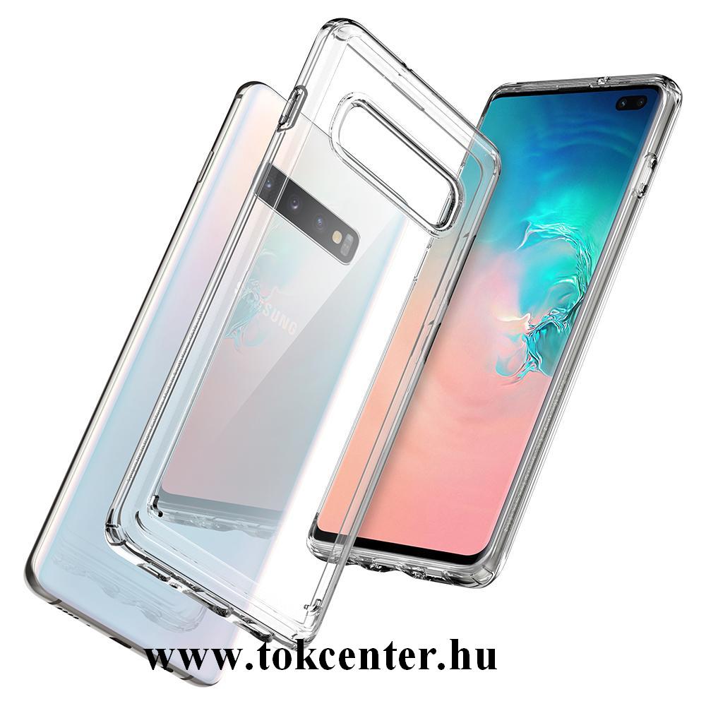 Samsung Galaxy S10 Plus (SM-G975) SPIGEN ULTRA HYBRID műanyag telefonvédő (közepesen ütésálló, szilikon keret, légpárnás keret) ÁTLÁTSZÓ (606CS25766)