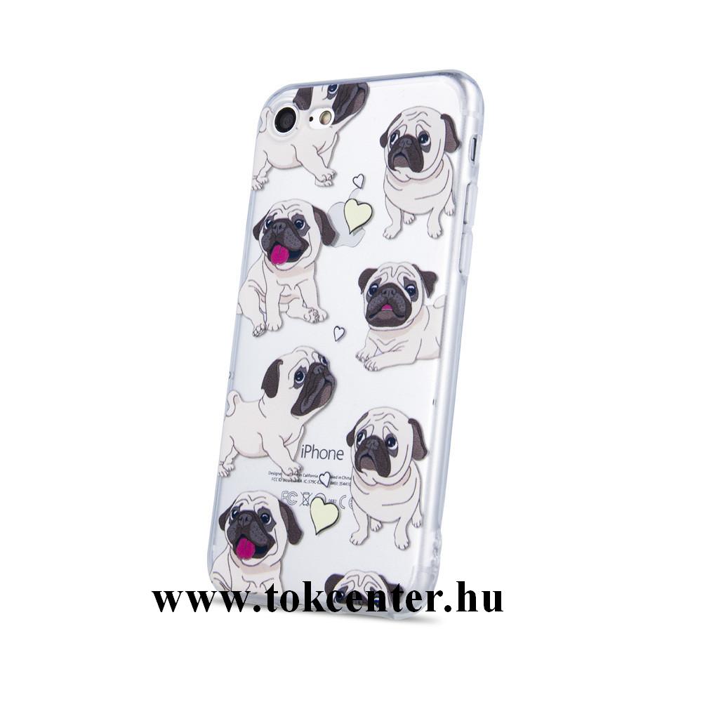 Huawei P30 Telefonvédő gumi / szilikon (Mopsz mintás) ÁTLÁTSZÓ