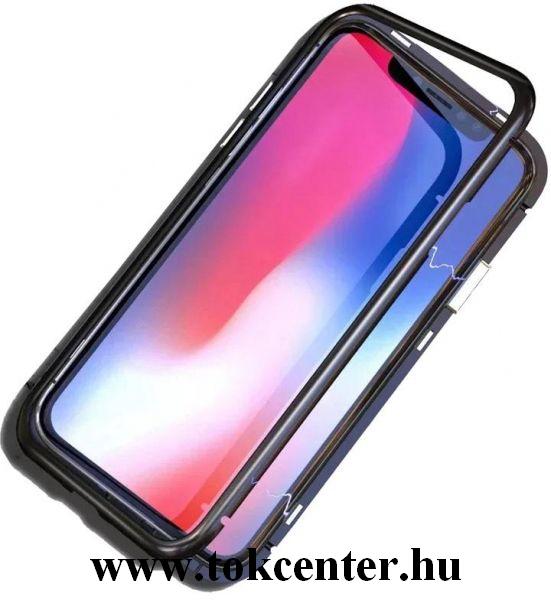 Samsung Galaxy A10 (SM-A105F) Alumínium telefonvédő (közepesen ütésálló, üveg hátlap, mágneses keret) FEKETE