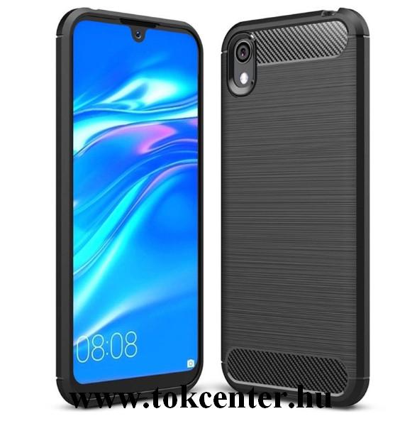Carbon Fiber Huawei Y5 2019 Telefonvédő gumi / szilikon Fekete