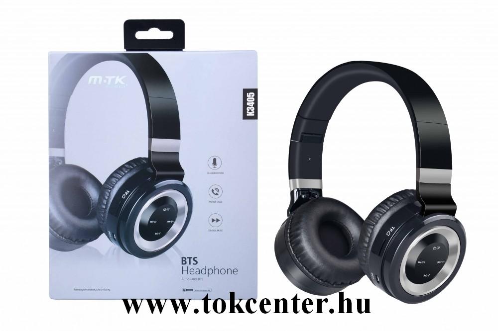 MTK K3405 fekete összecsukható bluetooth fejhallgató