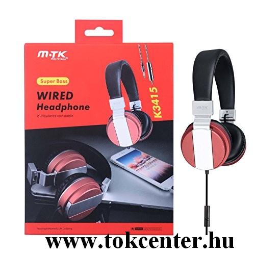 MTK K3415 fejhallgató mikrofonnal (vezetékes) PIROS