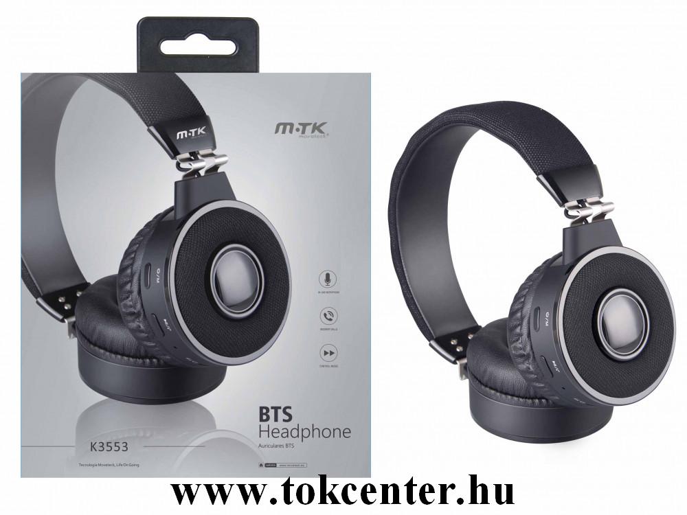 MTK K3553 fekete bluetooth fejhallgató mikrofonnal