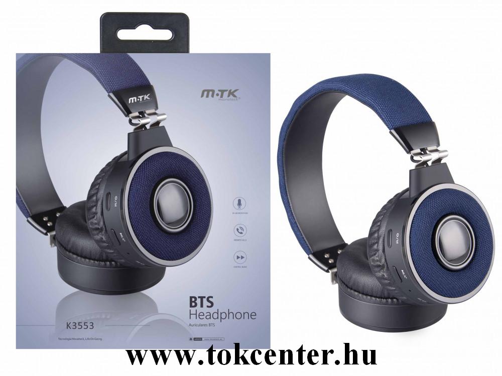 MTK K3553 kék bluetooth fejhallgató mikrofonnal
