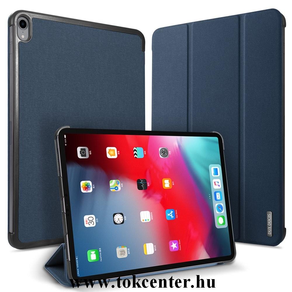 Huawei MediaPad M6 10.8 LTE /Huawei MediaPad M6 10.8 WIFI DUX DUCIS DOMO tok álló, bőr (aktív flip, oldalra nyíló, TRIFOLD asztali tartó funkció, textilminta) KÉK