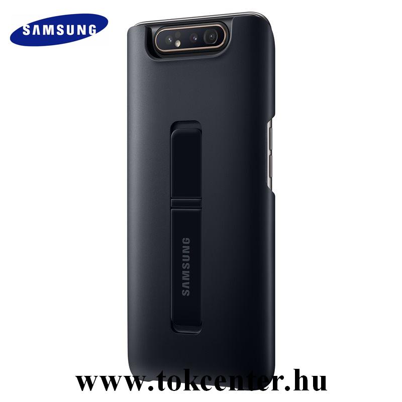 Samsung Galaxy A80 (SM-A805F) Műanyag telefonvédő (dupla rétegű, gumírozott, asztali tartó) FEKETE (EF-PA805CBEGWW)