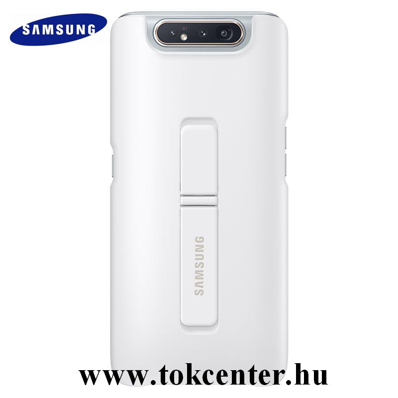 Samsung Galaxy A80 (SM-A805F) Műanyag telefonvédő (dupla rétegű, gumírozott, asztali tartó) FEHÉR (EF-PA805CWEGWW)