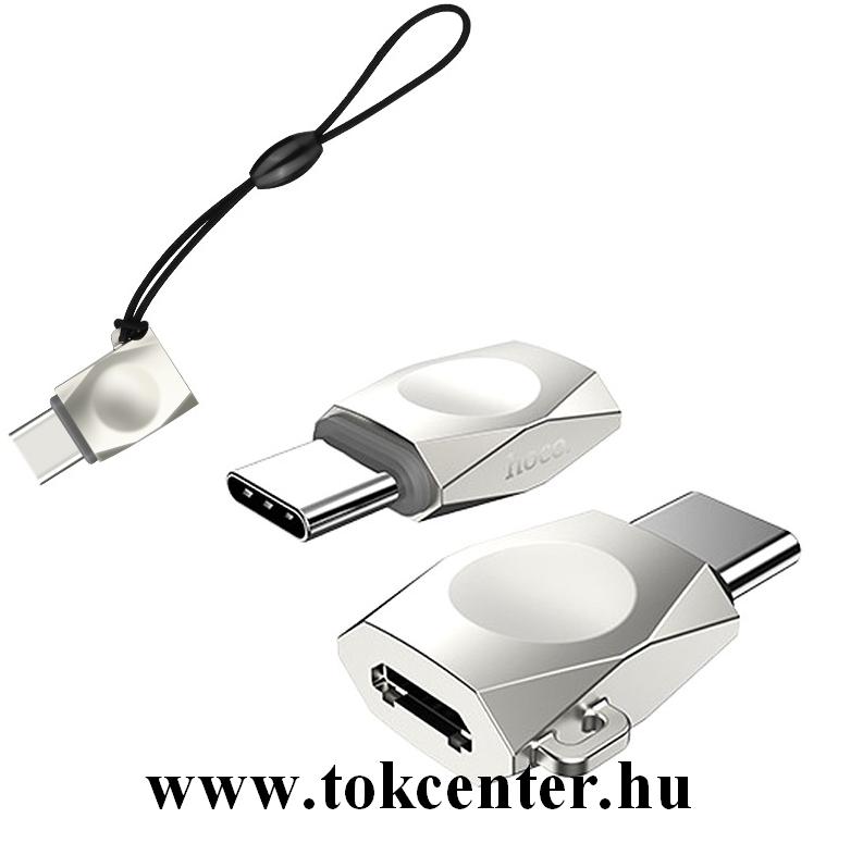 HOCO UA8 adapter (Type-C, adatátvitelhez, kulcstartóra helyezhető, OTG) EZÜST