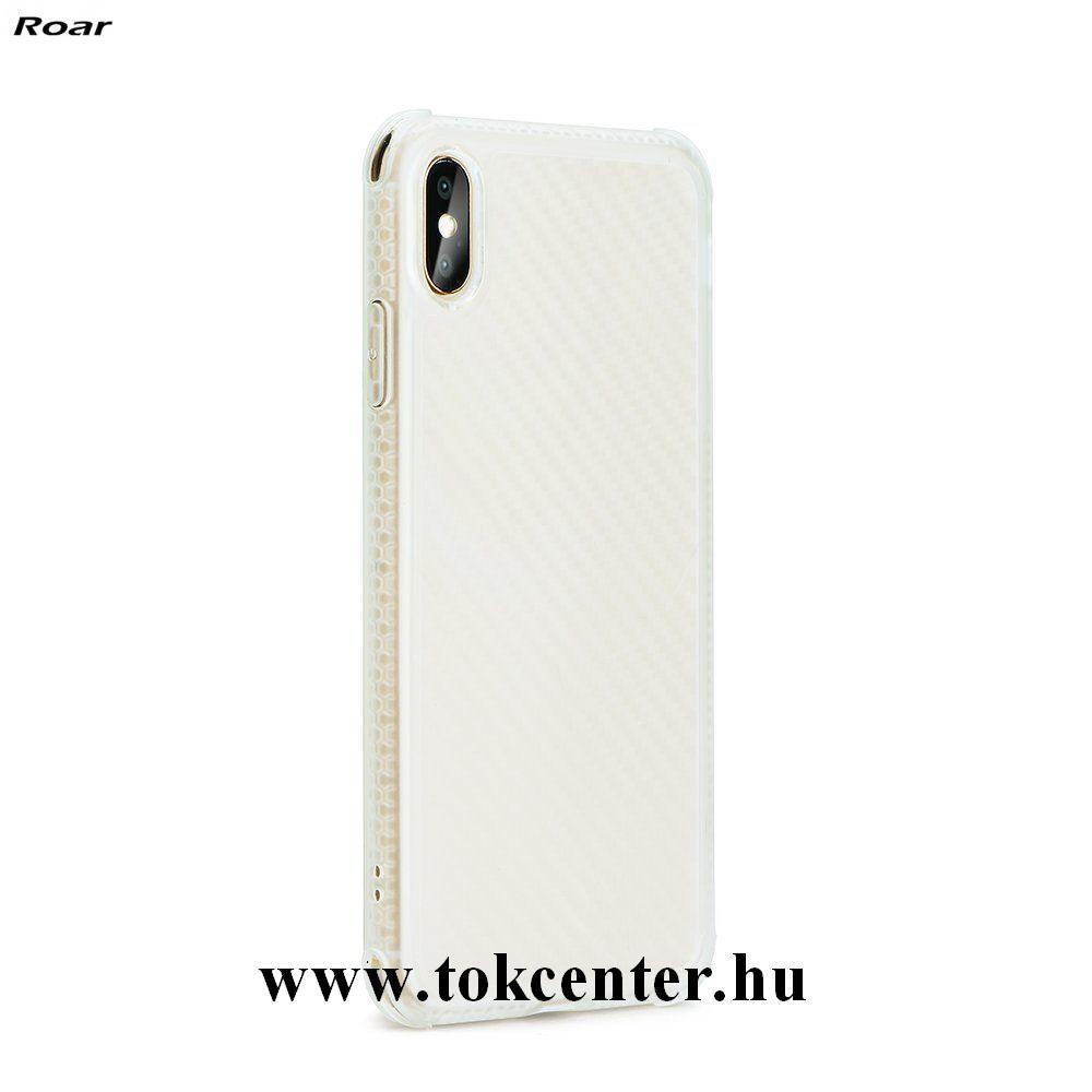 Samsung Galaxy A40 (SM-A405F) ROAR ARMOR CARBON telefonvédő gumi / szilikon (közepesen ütésálló, légpárnás sarok, karbonminta) ÁTLÁTSZÓ