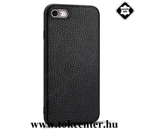 Apple iPhone XR 6.1 Telefonvédő gumi / szilikon (valódi bőr bevonat) FEKETE