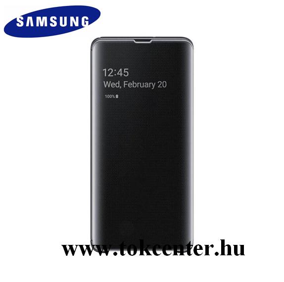Samsung Galaxy S10 5G (SM-G977U) Tok álló (aktív flip, oldalra nyíló, Clear View Cover) FEKETE (EF-ZG977CBEGWW)