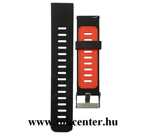 Pótszíj (univerzális, 20 mm, szilikon, állítható) FEKETE / PIROS (Q/HM03)