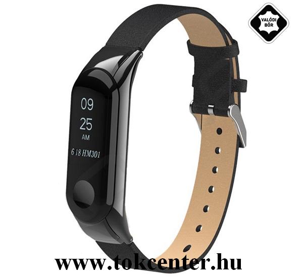 Pótszíj (valódi bőr, állítható) FEKETE Xiaomi Mi Band 4