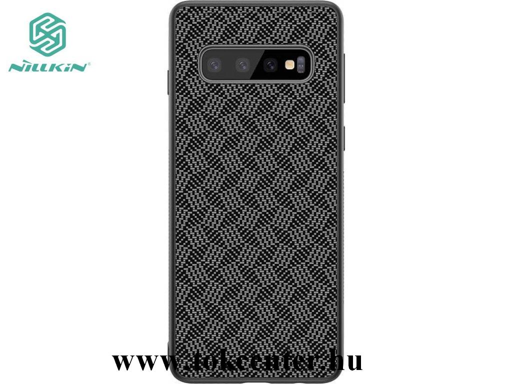 Huawei P30 NILLKIN SYNTHETIC FIBER PLAID műanyag telefonvédő (3D, csíkos minta) FEKETE