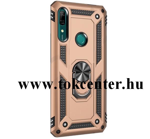 Huawei P Smart Z Defender műanyag telefonvédő (közepesen ütésálló, szilikon belső, telefontartó gyűrű, beépített fémlemez) ARANY