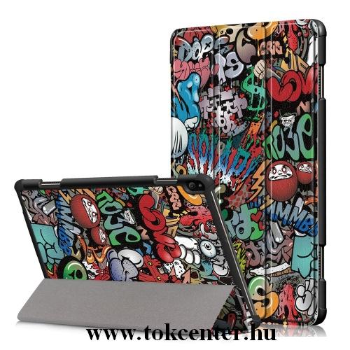 Huawei MediaPad M6 8.4 LTE /Huawei MediaPad M6 8.4 WIFI Tok álló, bőr (aktív flip, oldalra nyíló, TRIFOLD asztali tartó funkció, graffitiminta) SZÍNES