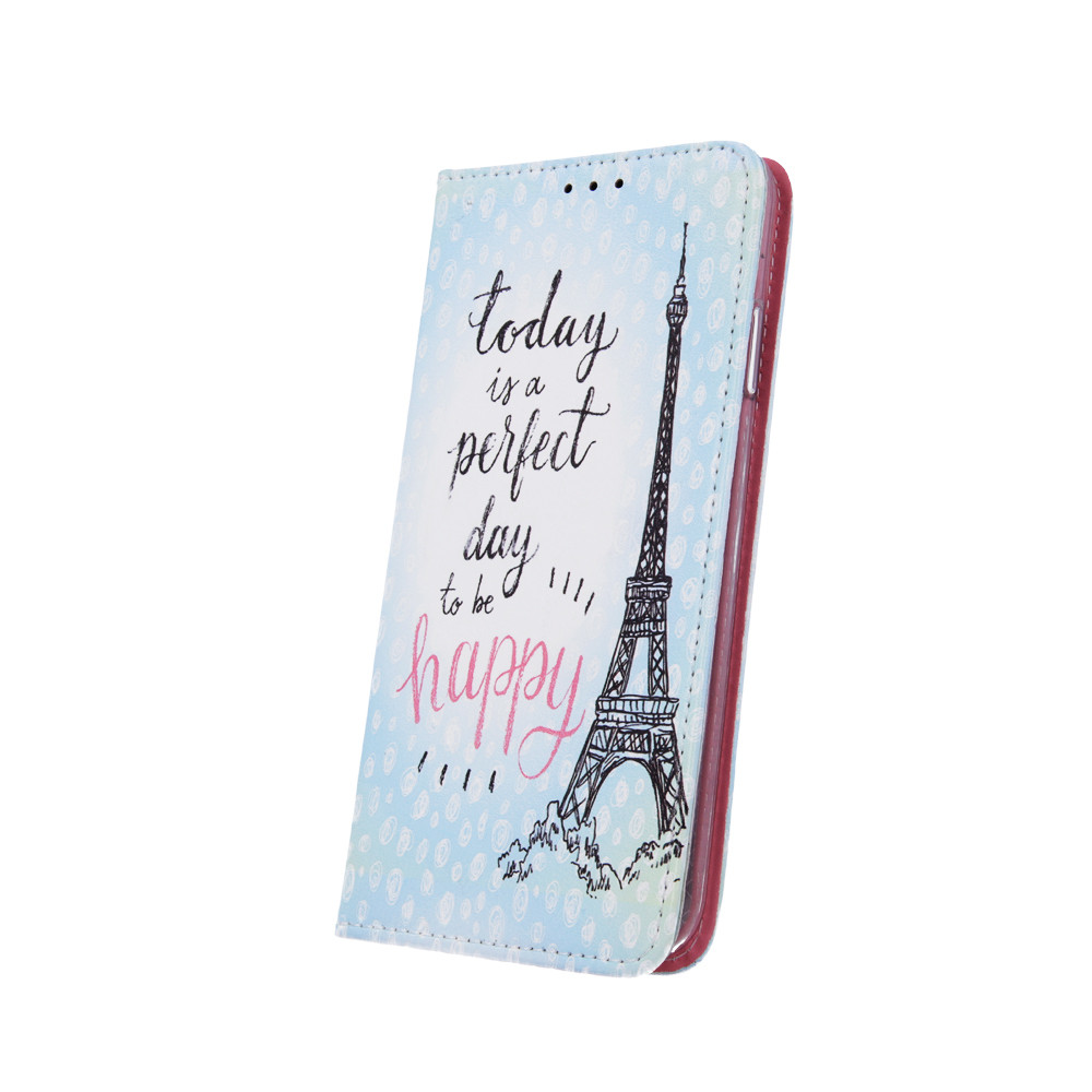 Samsung A305 Galaxy A30 Tok álló, FLIP, szilikon keretes oldalra nyíló telefonvédő, asztali tartó funkció, Eiffel torony, ''Perfect day''	