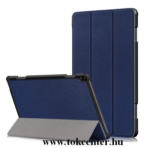 Samsung Galaxy Tab A 8.0 LTE (2019) SM-T295 /Samsung Galaxy Tab A 8.0 WIFI (2019) SM-T290 Tok álló, bőr hatású (aktív flip, oldalra nyíló, TRIFOLD asztali tartó funkció) SÖTÉTKÉK