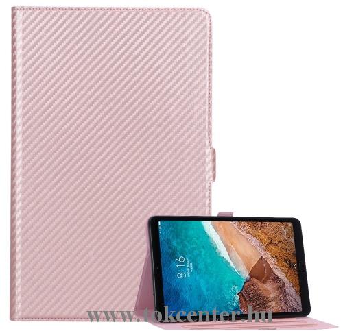 Huawei MediaPad M6 10.8 LTE /Huawei MediaPad M6 10.8 WIFI Tok álló, bőr hatású (FLIP, oldalra nyíló, asztali tartó funkció, karbon minta) RÓZSASZÍN