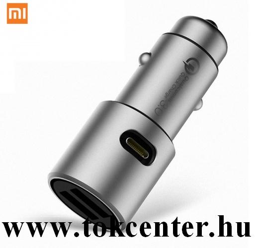 XIAOMI autós töltő Type-C aljzat (5V / 2400mA, 12 /24 V, gyorstöltés támogatás) EZÜST