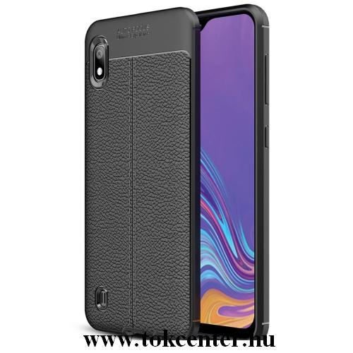 Xiaomi Mi A3 (Mi CC9e) Szilikon telefonvédő (közepesen ütésálló, bőr hatású, varrás minta) FEKETE