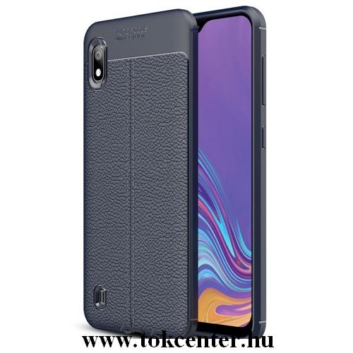 Xiaomi Mi A3 (Mi CC9e) Szilikon telefonvédő (közepesen ütésálló, bőr hatású, varrás minta) SÖTÉTKÉK