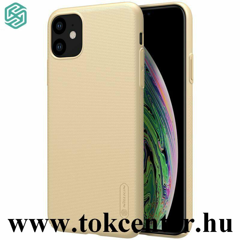 Apple iPhone 11 NILLKIN SUPER FROSTED műanyag telefonvédő (gumírozott, érdes felület + asztali tartó) ARANY