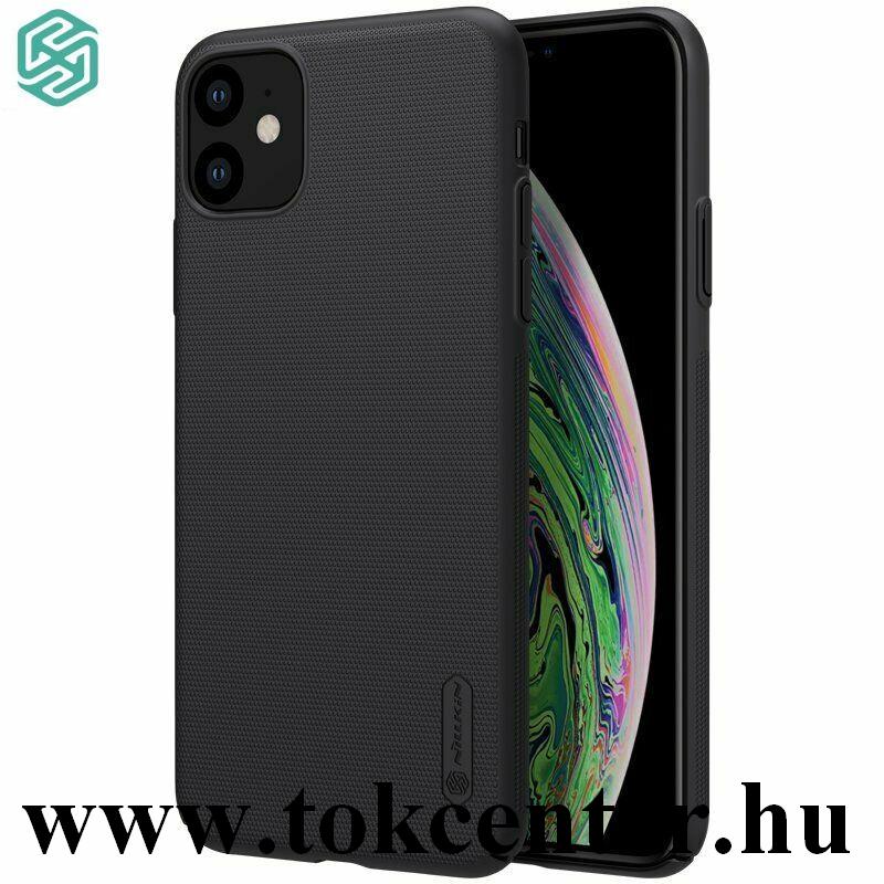Apple iPhone 11 NILLKIN SUPER FROSTED műanyag telefonvédő (gumírozott, érdes felület + asztali tartó) FEKETE