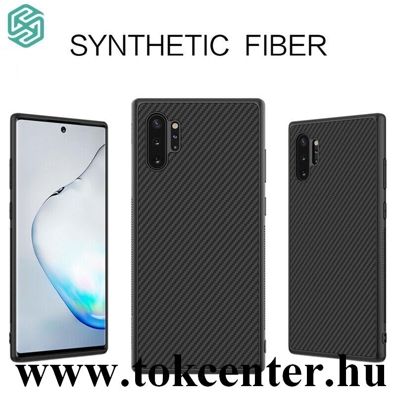 Samsung Galaxy Note 10 Plus (SM-N975F) NILLKIN SYNTHETIC FIBER műanyag telefonvédő (karbon minta) FEKETE