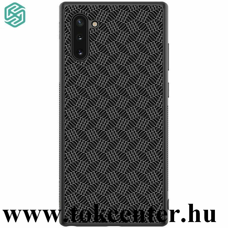 Samsung Galaxy Note 10 (SM-N970F) NILLKIN SYNTHETIC FIBER PLAID műanyag telefonvédő (gumírozott, 3D, csíkos minta) FEKETE