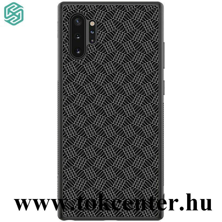 Samsung Galaxy Note 10 Plus (SM-N975F) NILLKIN SYNTHETIC FIBER PLAID műanyag telefonvédő (gumírozott, 3D, csíkos minta) FEKETE