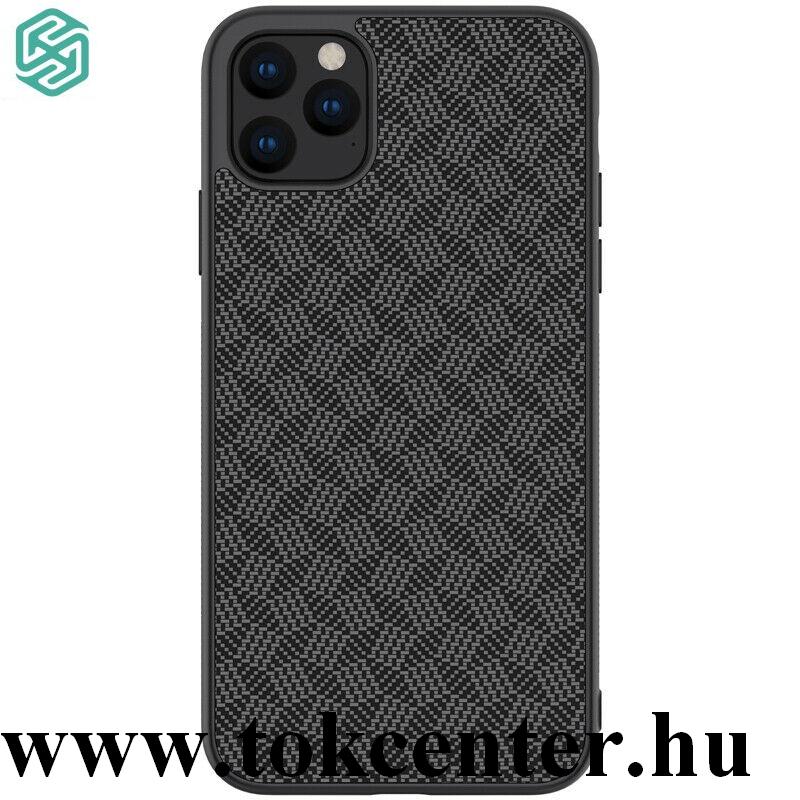 Apple iPhone 11 Pro Max NILLKIN SYNTHETIC FIBER PLAID műanyag telefonvédő (gumírozott, 3D, csíkos minta) FEKETE