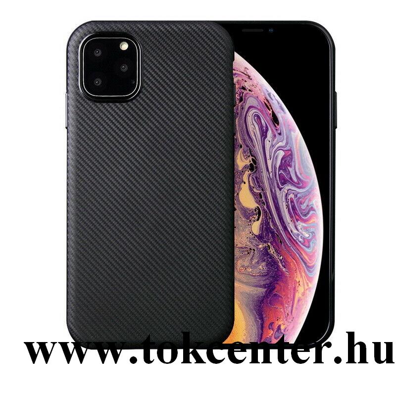 Apple iPhone 11 Pro Szilikon telefonvédő (karbon minta) FEKETE