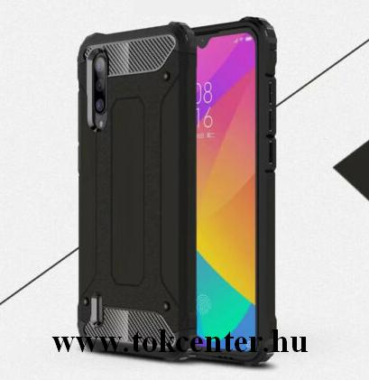 Xiaomi Mi A3 (Mi CC9e) Defender műanyag telefonvédő (közepesen ütésálló, légpárnás sarok, szilikon belső, fémhatás) FEKETE