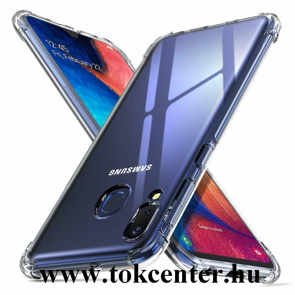 Samsung Galaxy A20e (SM-A202F) Szilikon telefonvédő (közepesen ütésálló, légpárnás sarok) ÁTLÁTSZÓ