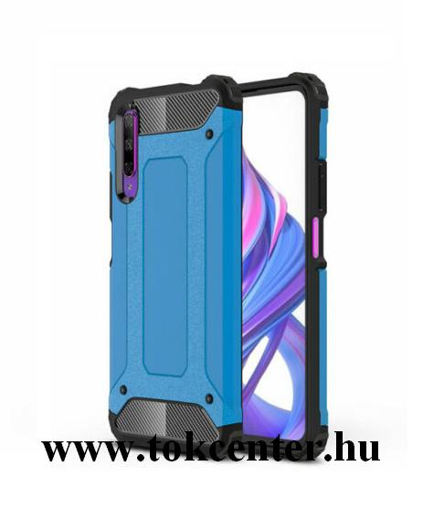Honor 9X Defender műanyag telefonvédő (közepesen ütésálló, szilikon belső, fémhatás) VILÁGOSKÉK