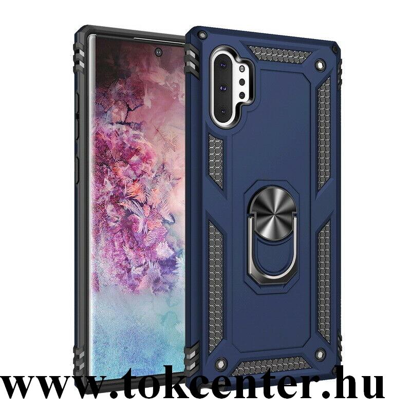Samsung Galaxy Note 10 Plus (SM-N975F) Defender műanyag telefonvédő (közepesen ütésálló, szilikon belső, telefontartó gyűrű, beépített fémlemez) KÉK