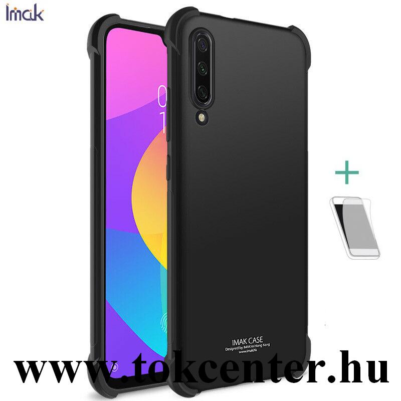 Xiaomi Mi A3 (Mi CC9e) IMAK szilikon telefonvédő (közepesen ütésálló, légpárnás sarok, matt + képernyővédő fólia) FEKETE