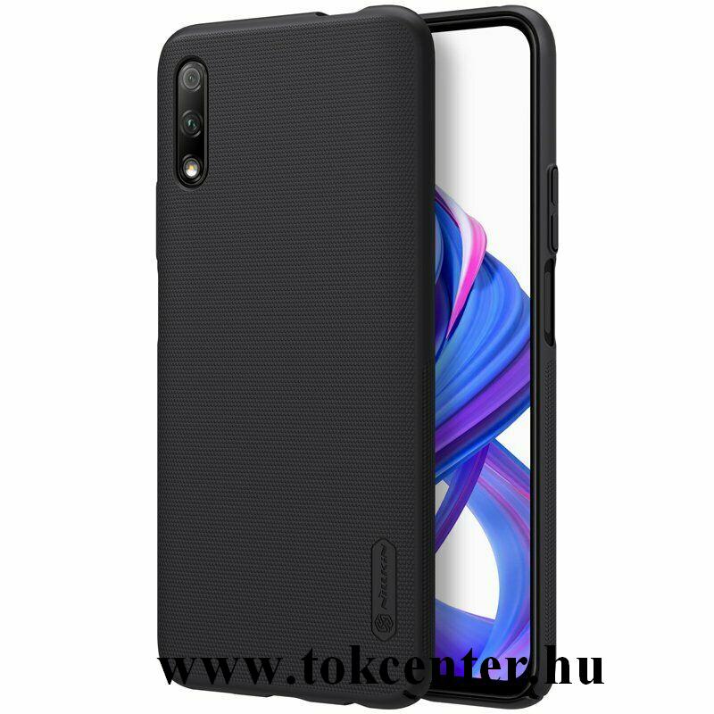 Honor 9X NILLKIN SUPER FROSTED műanyag telefonvédő (gumírozott, érdes felület + asztali tartó) FEKETE