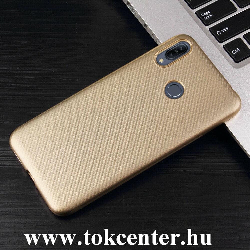 Samsung Galaxy A40 (SM-A405F) Szilikon telefonvédő (karbon minta) ARANY